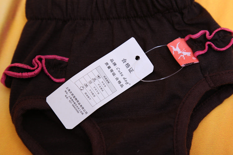 HKM-2141245 Cotton Lace Dog Safety Panty in Brown and Red - XS, S, M, L Sizes