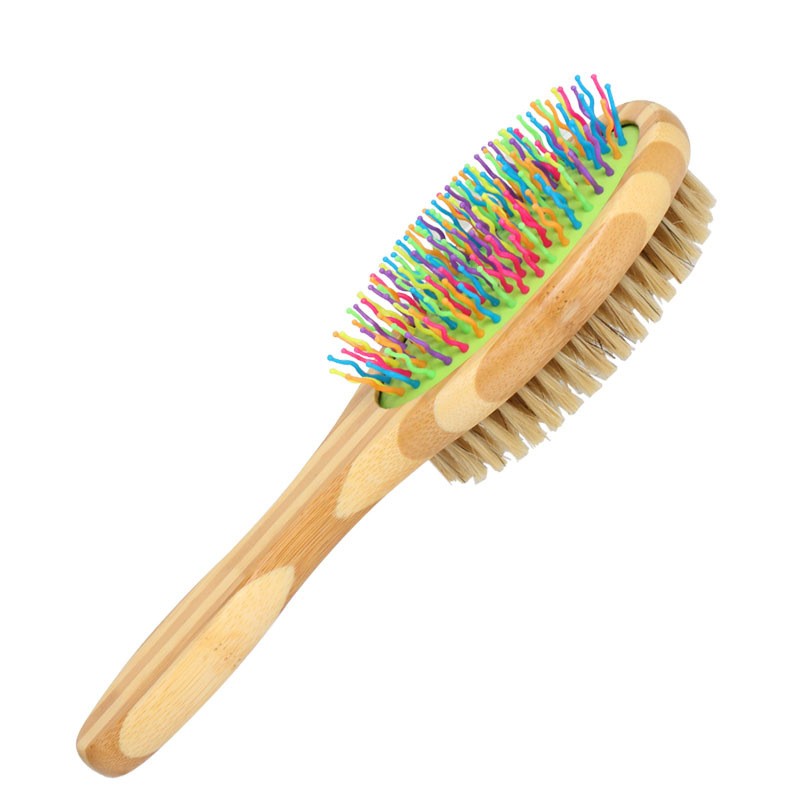 HKM-2142269 Bamboo Two-Sided Pig Hair Comb for Dogs and Cats - 235 x 70 x 60mm