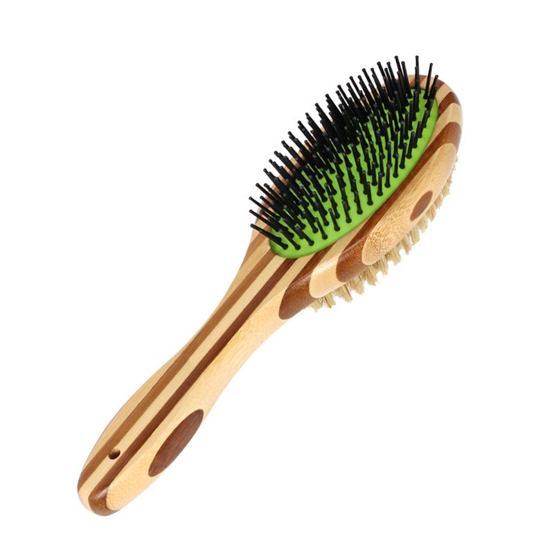 HKM-2142269 Bamboo Two-Sided Pig Hair Comb for Dogs and Cats - 235 x 70 x 60mm