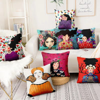 HKM-214355 Character-Printed Linen Pillowcase - Fashionable and Simple Design, 45x45cm