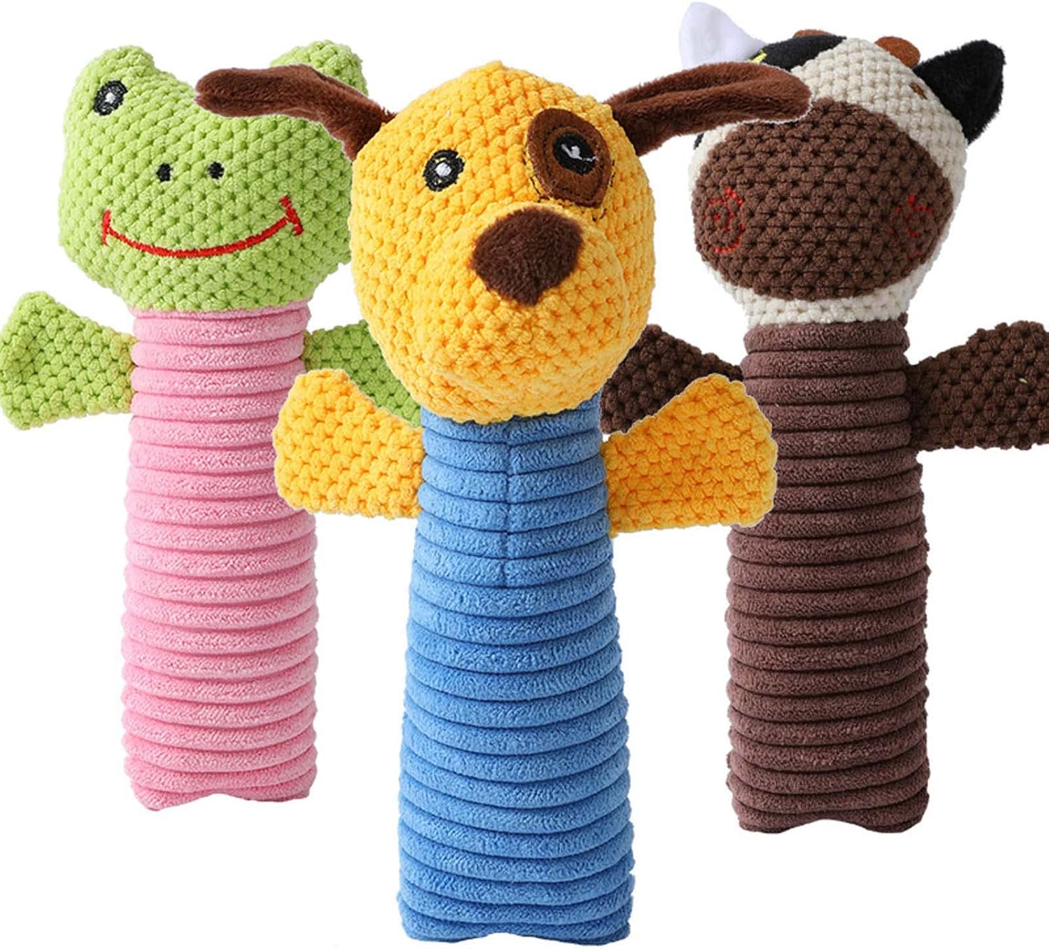 HKM-2143933 Durable Dog Squeaky Chew Toy - Soft Plush Stuffed Animal for Dental Care and Teeth Cleaning