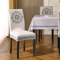HKM-214419 Elegant Embroidered Dining Chair Covers – Plant & Flower Patterns, Various Colors and Sizes