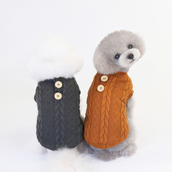 HKM-2144445 Woollen Cotton Pet Sweater for Small Dogs and Cats - Autumn and Winter Wear in Gray, Brown, Red