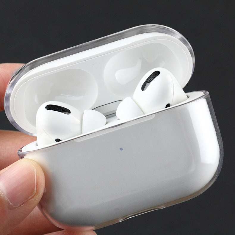 HKM-214547 Bluetooth Waterproof Striped Earphone Case Compatible with AirPods 1/2 - Clamshell TPU Design, Transparent Finish