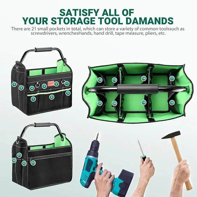 HKM-214547 Custom Multi-Pocket Open Top Tool Storage Organizer Bag in Nylon