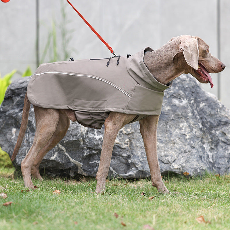 HKM-2146109 Outdoor Soft Shell Dog Jacket - Durable Polyester Fiber in Rock Brown, Blue, Black, Sizes XS-3XL