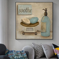 HKM-214611 Modern Retro Bathroom Canvas Wall Art - Decorative Landscape & Character Designs, Frameless Sizes Available
