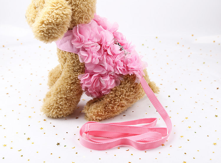 HKM-2146237 Three-Dimensional Pink Flower Dog Leash with Adjustable Length Options