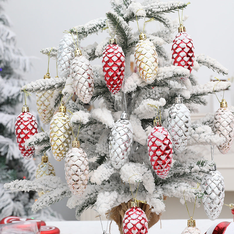HKM-214803 7-Piece Stainless Steel Knife Set with Plastic Pine Nut Pendants in Gold, Silver, Red, and Champagne