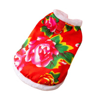 HKM-2150973 Floral Plush Lined Dog Vest with D-Ring for Cozy Winter Wear