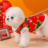 HKM-2150973 Floral Plush Lined Dog Vest with D-Ring for Cozy Winter Wear