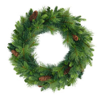 HKM-215123 6FT Pre-Lit Artificial Pine Christmas Tree with Large Branches and Grass Green Wreath & Garland Set, Model D0100HA6VFGD0102HQW8MY