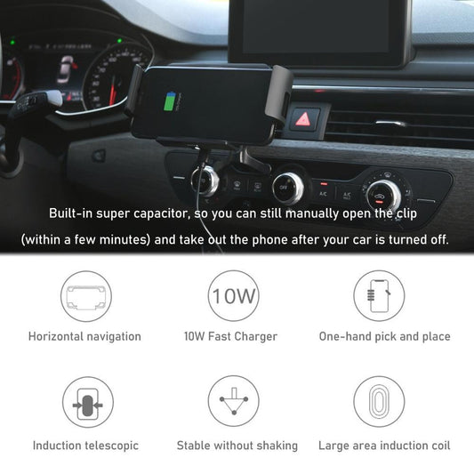 HKM-215379 Wireless Car Charger with Vent and Suction Mount for Qi-Enabled Devices