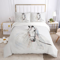 HKM-215507 3D Digital Printed Polyester Fiber Bedding Set with Quilt Cover and Pillowcase - Various Horse Designs