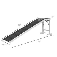 HKM-2155453 Pet Ramp with Non-Slip Carpet and Easy Access Platform for Dogs and Cats, 74" x 16" x 25"