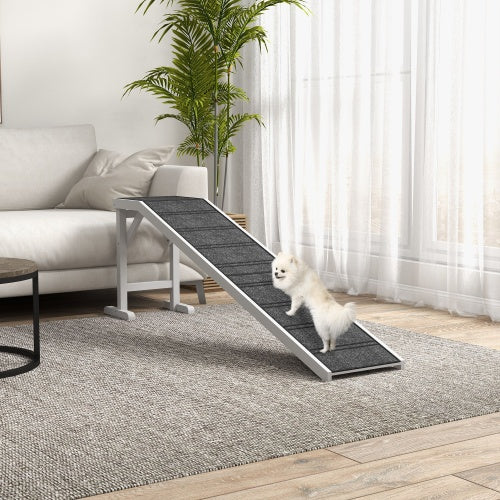 HKM-2155453 Pet Ramp with Non-Slip Carpet and Easy Access Platform for Dogs and Cats, 74" x 16" x 25"