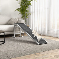 HKM-2155453 Pet Ramp with Non-Slip Carpet and Easy Access Platform for Dogs and Cats, 74" x 16" x 25"