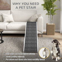 HKM-2155453 Pet Ramp with Non-Slip Carpet and Easy Access Platform for Dogs and Cats, 74" x 16" x 25"