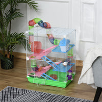HKM-2155837 5-Tier Hamster Cage with Exercise Wheels, Tubes, and Accessories for Small Pets
