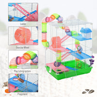 HKM-2155837 5-Tier Hamster Cage with Exercise Wheels, Tubes, and Accessories for Small Pets
