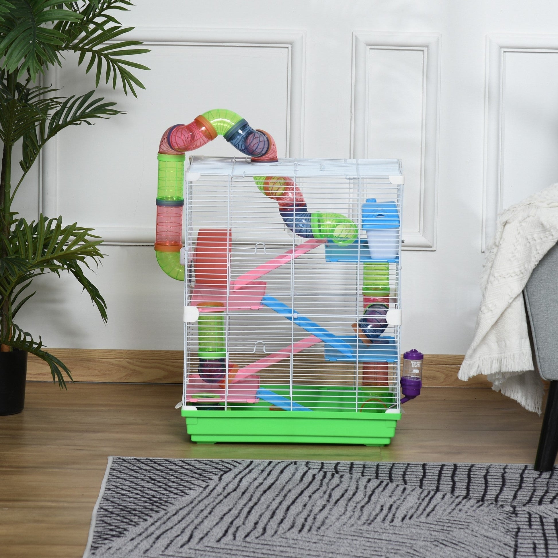 HKM-2155837 5-Tier Hamster Cage with Exercise Wheels, Tubes, and Accessories for Small Pets