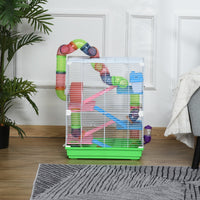 HKM-2155837 5-Tier Hamster Cage with Exercise Wheels, Tubes, and Accessories for Small Pets
