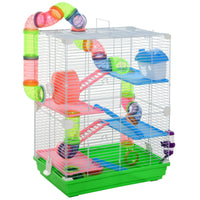 HKM-2155837 5-Tier Hamster Cage with Exercise Wheels, Tubes, and Accessories for Small Pets