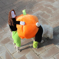 HKM-2156349 Halloween Pumpkin Pet Costume for Dogs - Soft Velvet Material, Multiple Sizes Available