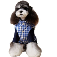 HKM-2156733 Blue Plaid Down Vest for Dogs - Autumn and Winter Casual Wear, Various Sizes Available