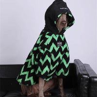 HKM-2157757 Thick and Warm Casual Clothing for Large Dogs in Orange Grid and Green Stripe