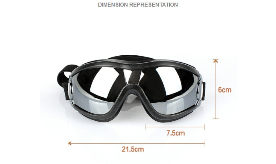 HKM-2159549 Waterproof UV Protecting Dog Goggles for Large Dogs - Black PVC Frame and PC Lens