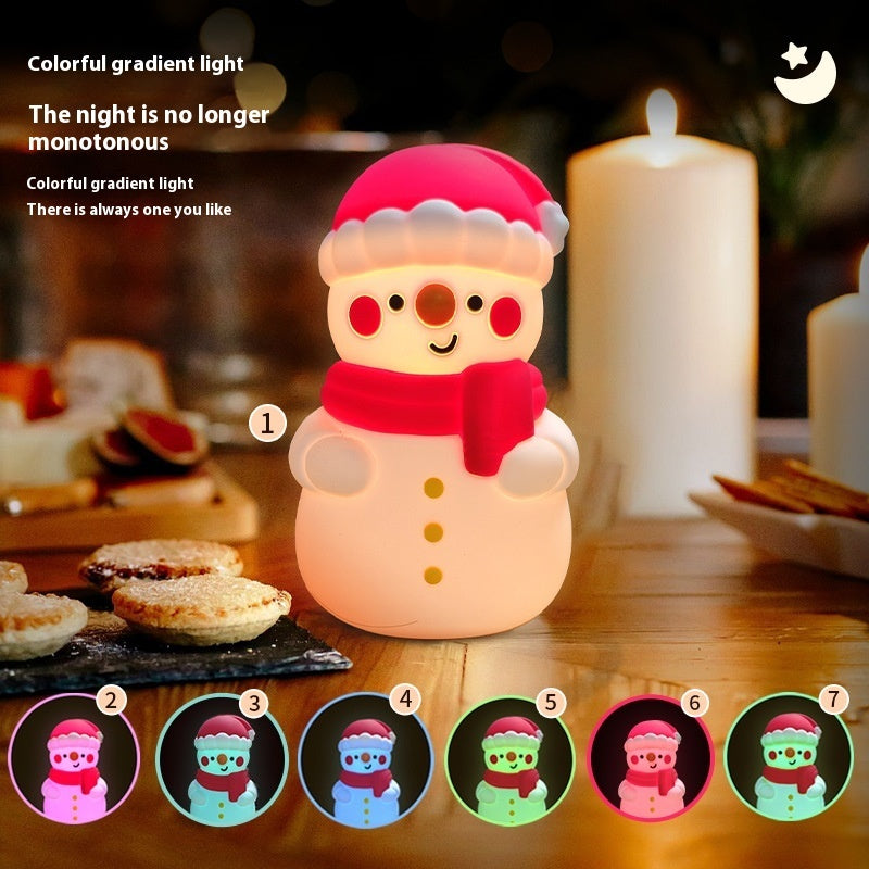 HKM-215955 Snowman Silicone Night Light with Built-in Battery for Christmas Bedroom Decor
