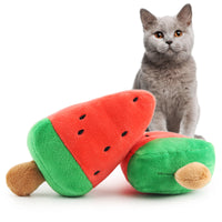 HKM-2160573 Bite-Resistant Plush Toy Ball for Dogs in Red Watermelon Popsicle Design - 14.5cm