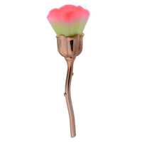 HKM-216083 Single Rose Flower Makeup Brush with Portable Plastic Handle and Man-Made Fibers