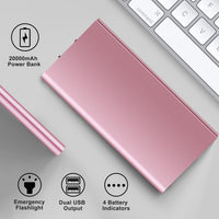 HKM-216211 20000mAh Ultra-Thin Power Bank with Dual USB Ports and Emergency Flashlight