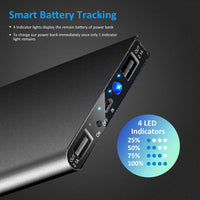 HKM-216211 20000mAh Ultra-Thin Power Bank with Dual USB Ports and Emergency Flashlight