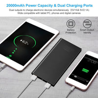 HKM-216211 20000mAh Ultra-Thin Power Bank with Dual USB Ports and Emergency Flashlight