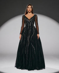 HKM-216211 Elegant Black Evening Dress - Model 0065 for Sophisticated Occasions