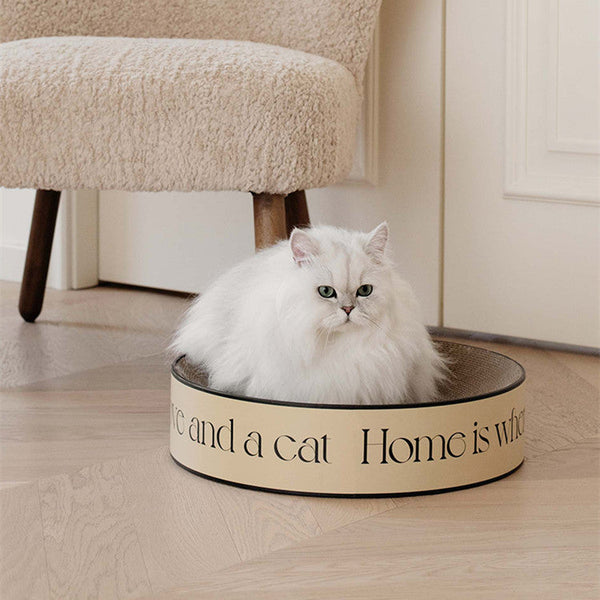 HKM-2163901 Stylish Round Corrugated Paper Cat Scratching Board Set - Wear-Resistant Design