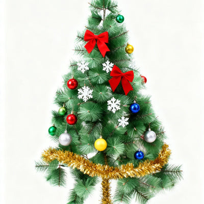 HKM-216467 Slim Green Pine Needle Artificial Christmas Tree - 180cm and 210cm Options, Easy Storage and Customizable Decor
