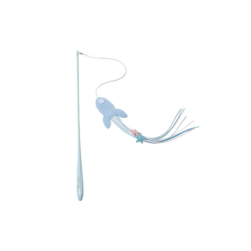 HKM-2165181 Cat Teaser Toy with Feathers and Long Bite-Resistant Pole for Engaging Playtime