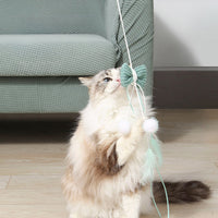 HKM-2165181 Cat Teaser Toy with Feathers and Long Bite-Resistant Pole for Engaging Playtime