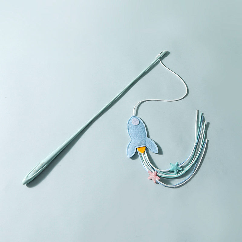 HKM-2165181 Cat Teaser Toy with Feathers and Long Bite-Resistant Pole for Engaging Playtime