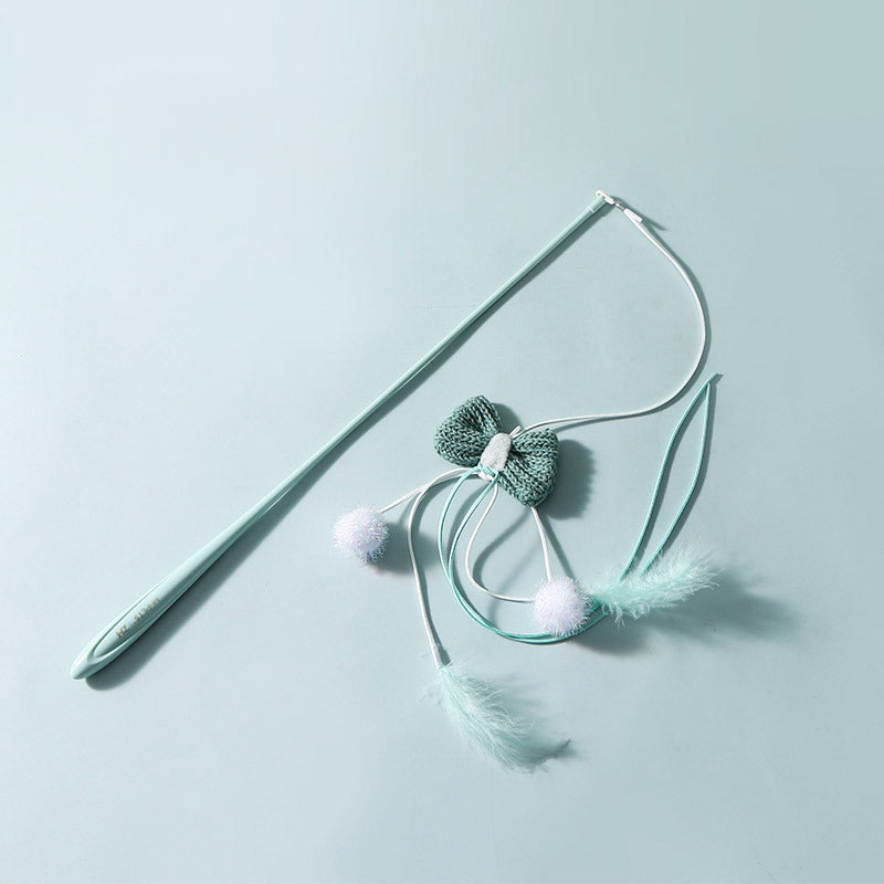 HKM-2165181 Cat Teaser Toy with Feathers and Long Bite-Resistant Pole for Engaging Playtime