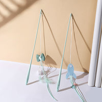 HKM-2165181 Cat Teaser Toy with Feathers and Long Bite-Resistant Pole for Engaging Playtime
