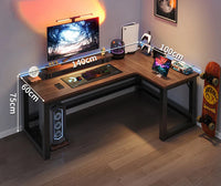 HKM-216531 L-Shaped Gaming Desk with PC Storage Shelf and Carbon Fiber Texture in Black Walnut
