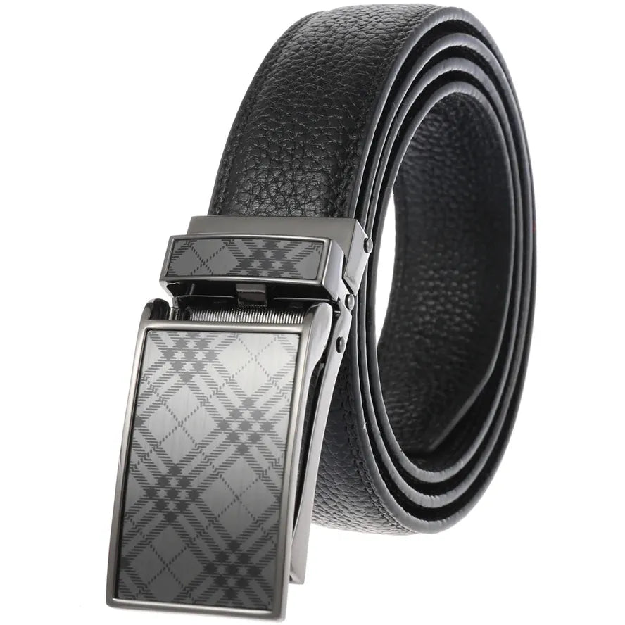 HKM-216531 Men's Automatic Buckle Business Belt - 3.1cm Width, Model LY33-30015-5