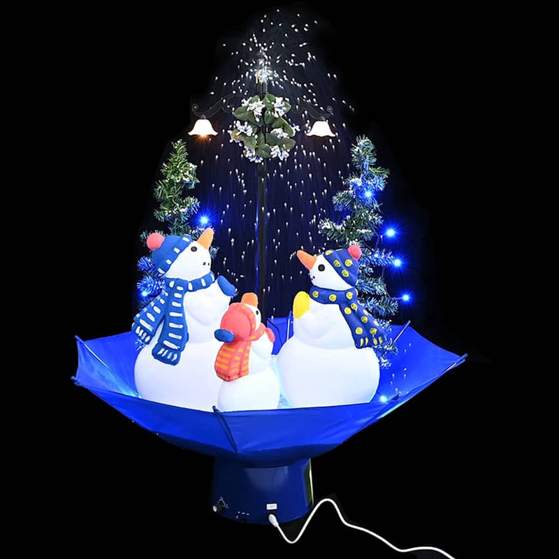 HKM-216787 Snow-Covered Christmas Tree with Umbrella Base, 75 cm Tall, Includes Lights and Ornaments
