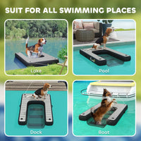 HKM-2169149 Inflatable Dog Boat Ramp with Non-Slip Platform for Easy Water Access, Supports Up to 286 lbs