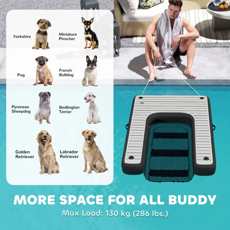 HKM-2169149 Inflatable Dog Boat Ramp with Non-Slip Platform for Easy Water Access, Supports Up to 286 lbs